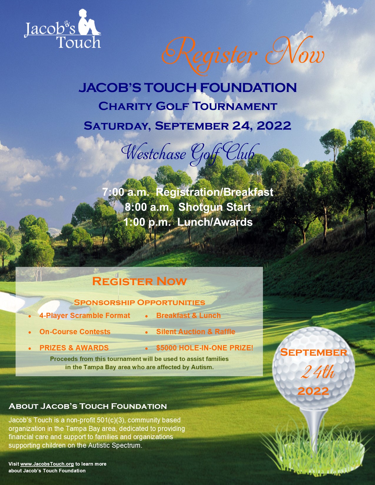 2022 Jacob’s Touch Golf Tournament One Page Info Sheet